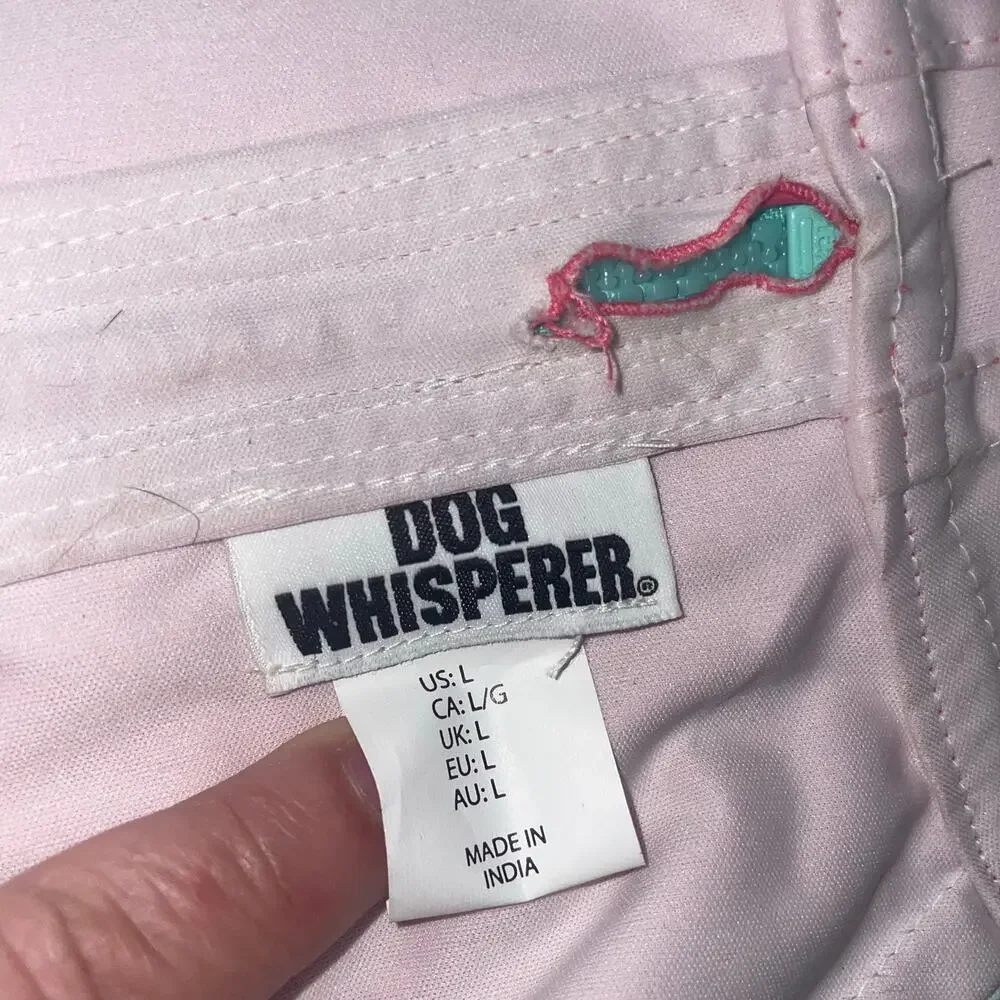 Dog Whisperer Pink Aqua Hooded Pup Rain Jacket Coat Size Large Pet Vest Gear